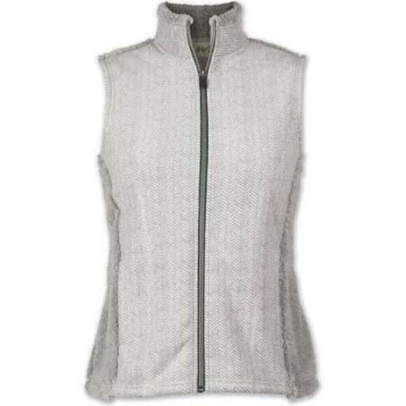 Aventura Vest Women Small Hunter Style Griffin Grey Herringbone Plush Fleece NWT - Picture 1 of 6